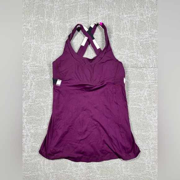 Lululemon Stuff Your Bra Running Tank Purple Cross Back Sports bra Size 6? - Picture 1 of 5